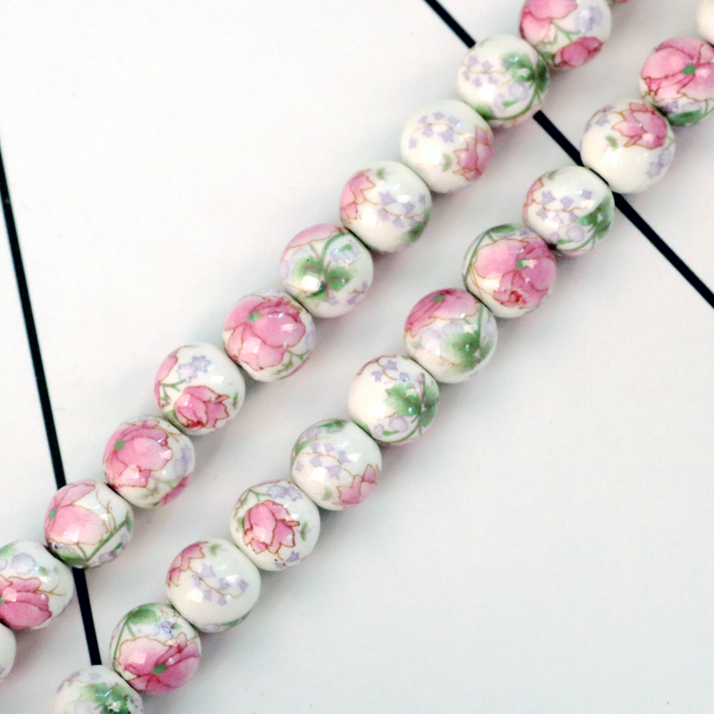 Wholesale 500pcs/lot Mixed Colors Hand Painted Ceramic Beads Plant Flowers Porcelain Bracelet DIY Beads For Jewelry Making