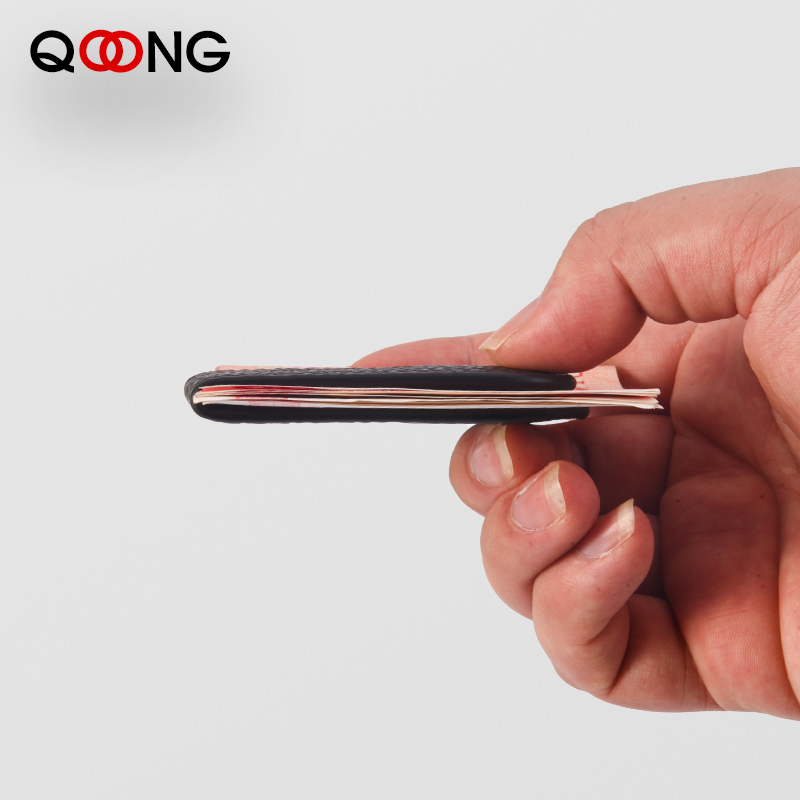 QOONG Men's Leather Srong Magnetic Money Clip Slim Mini Bills Wallet Holder Women Credit ID Cards Magnet Money Clips ML1-002