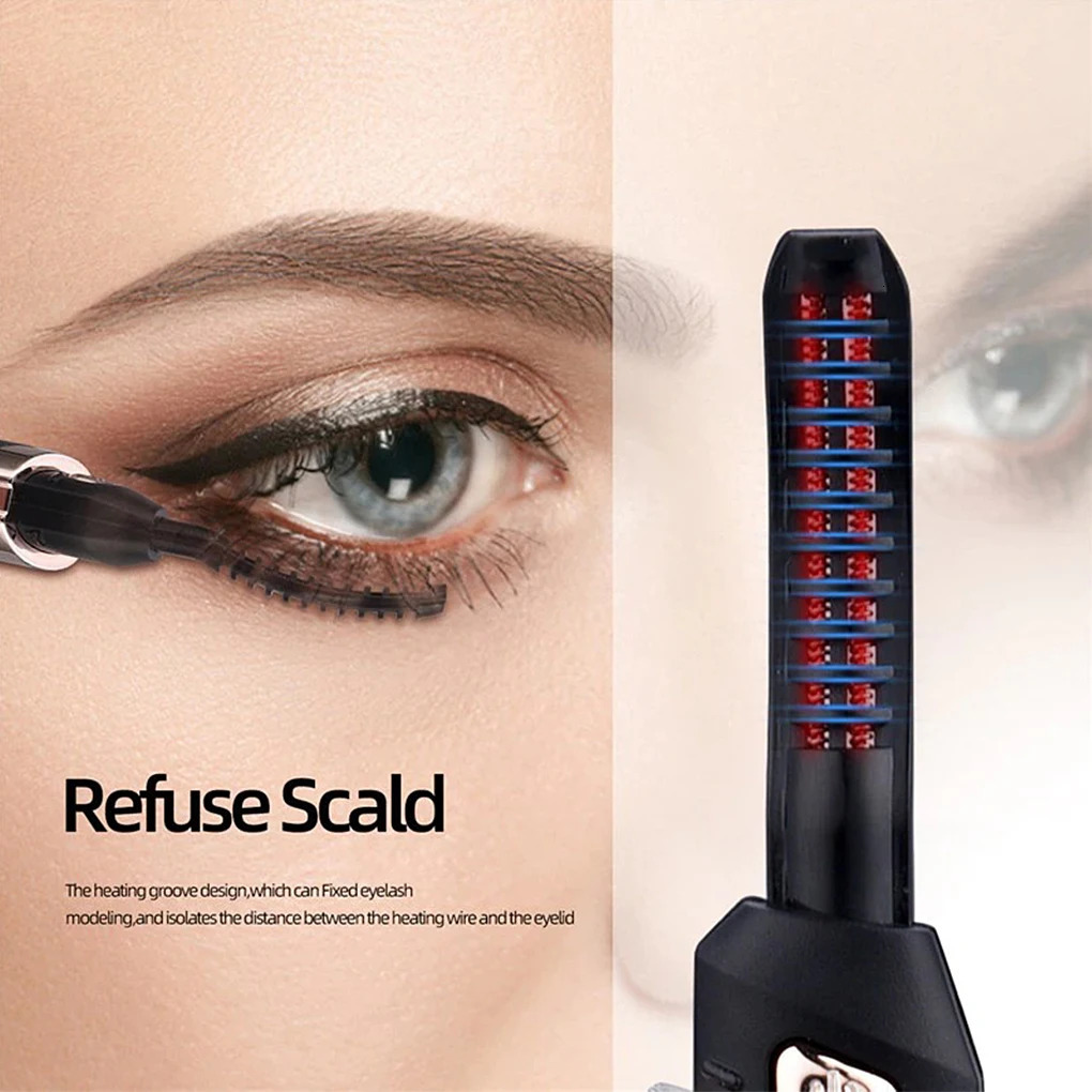 Electric Heated Eyelash Curler USB Rechargeable Eyelashes Curler 3 Mode Quick Heating Natural Eyelash Curler Long Lasting Makeup 240621