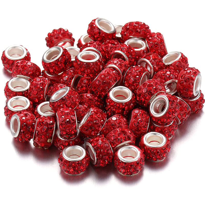 20Pcs Lot Large Hole Beads European Style Colorful Glass Spacer Beads Rhinestone Craft Beads for DIY Bracelet Jewelry Necklaces