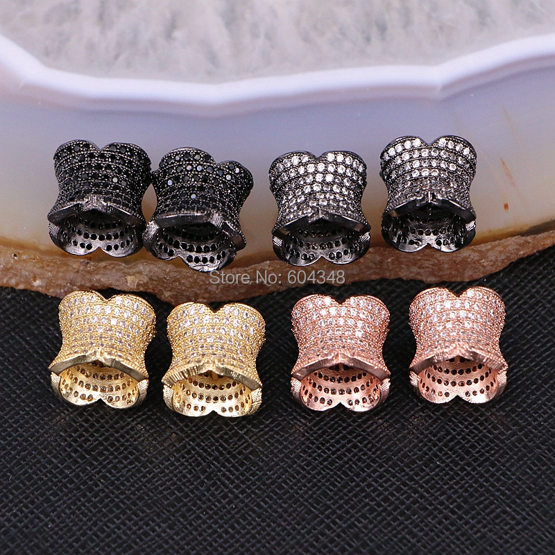 10PCS ZYZ183-9607 Micro Pave CZ Flower Connector Beads Fits charm bracelets Necklace Beads For Jewelry Making