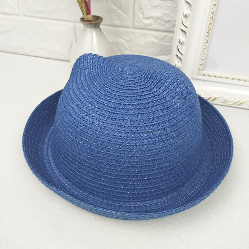 New handmade straw hat 7-color children's straw hat summer sandal hat outing travel men and women baby cat ear sun hat gorro