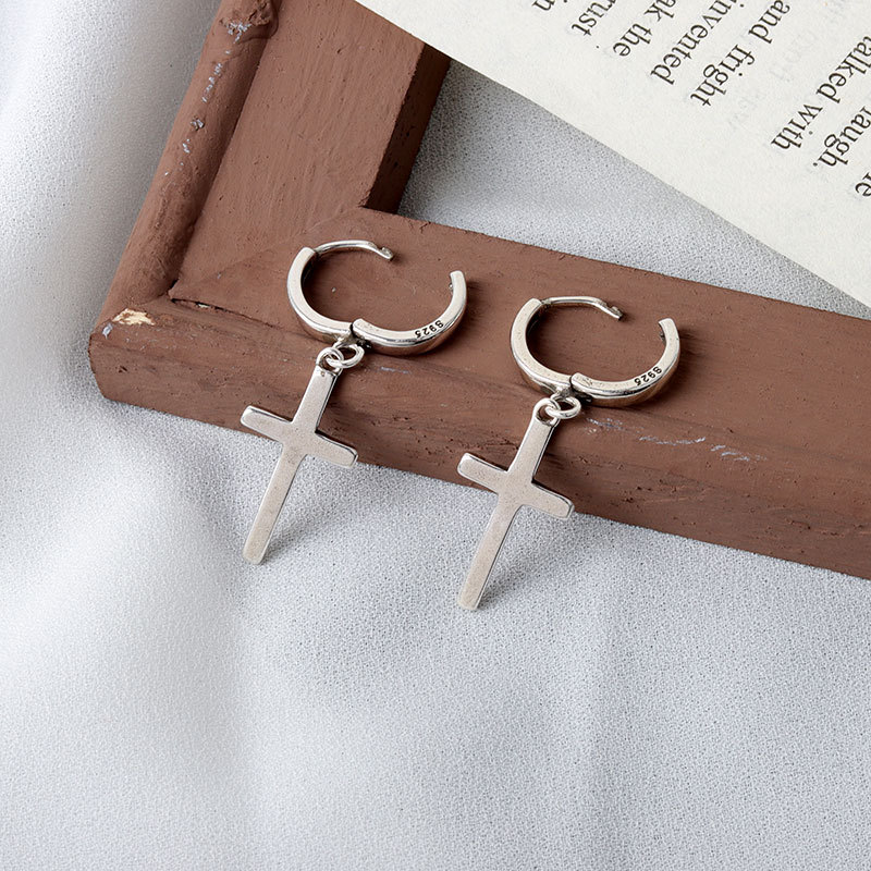 QMCOCO Silver Color Creative Design Of Cross-Shape Stud Earrings For Women Charms Earrings Fine Jewelry Party Gifts