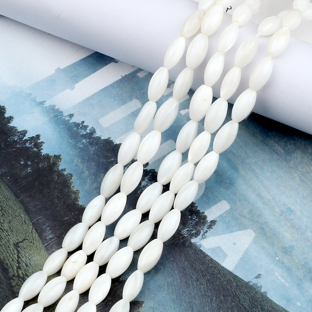 Wholesale 5*10MM White Rice Shape Freshwater Shell Beads Oval Natural Mother of Pearl Snail Shell Beads DIY Craft 15" Per Strand