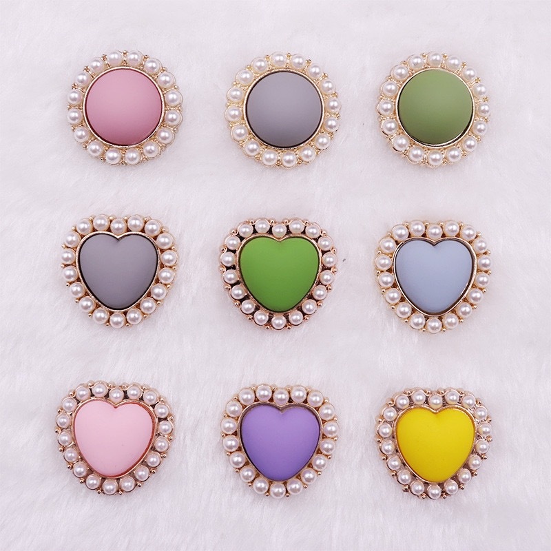 10pcs/Lot Handcraft Sewing for Needlework Metal Shank Buttons Heart Hand-sewn Buttons Shirt Diy Accessories Decoration