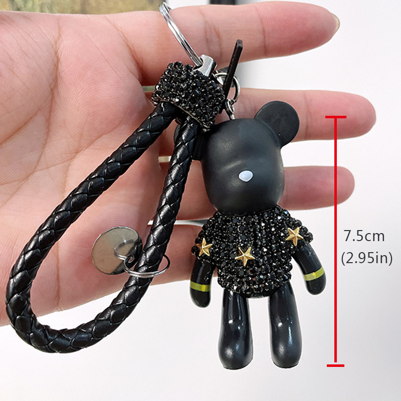 Cute Luxury Rhinestone Purse Keychain Small Bear Car Keychain Women Bag Accessories Couple Key Chain Charm Holder