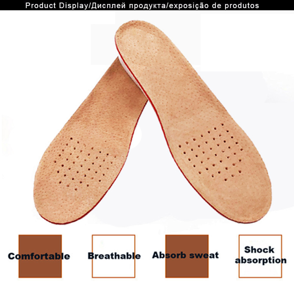 KOTLIKOFF Leather Insoles Height Increase insole Pigskin shoe pad inserts foot care pad Shoe accessories for shoes Men Women pad