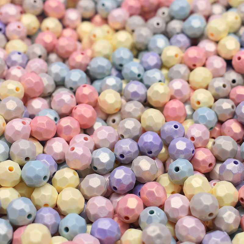 8/10/14mm Plastic Acrylic Beads Sugar Clouds Beads Effect Round Faceted Loose Spacer Beads For Jewelry Making Craft DIY