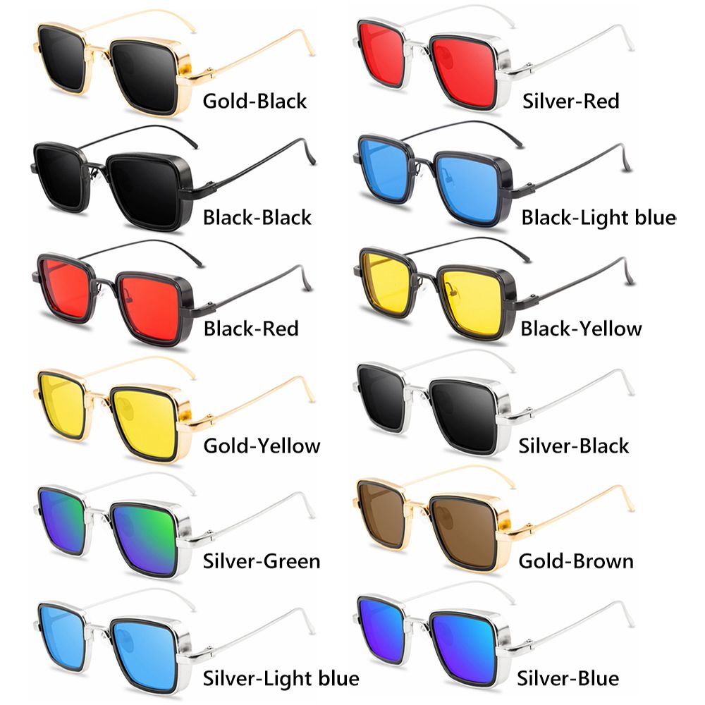 Vintage Metal Steampunk Sunglasses for Men Women Square Sun Glasses Stylish Retro Shades Male Female UV400 Eyewear