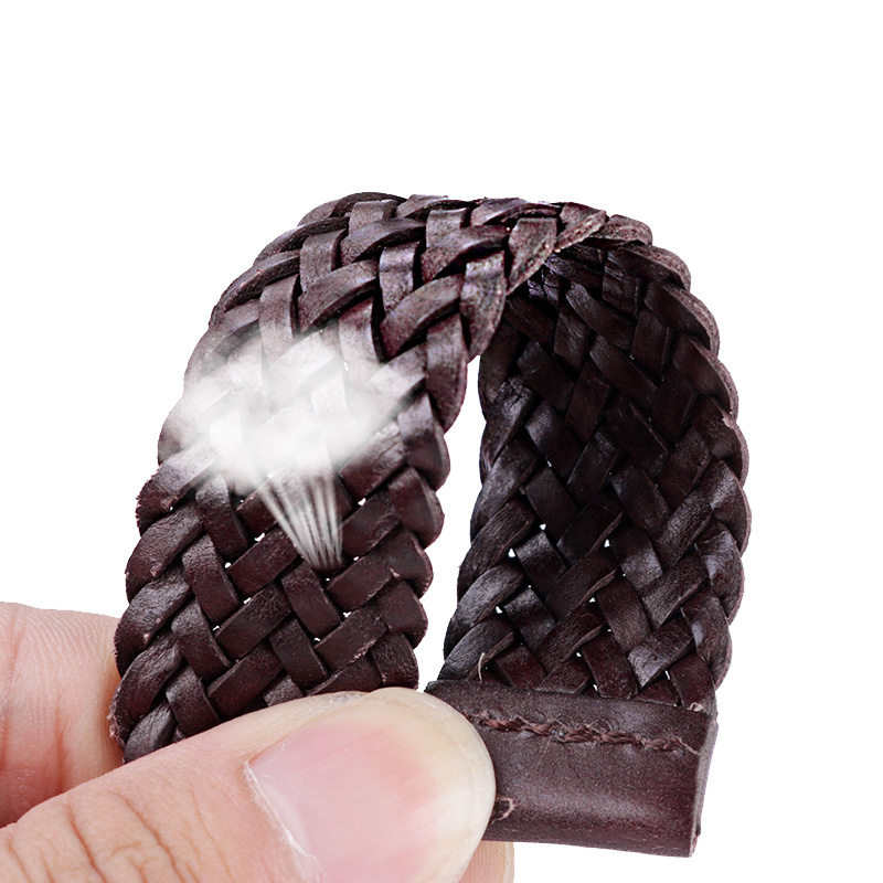 20mm 22mm Quick Release Braided Genuine Leather Strap Men Women Replacement Bracelet Belt Wrist Band for Smart Watch Brown