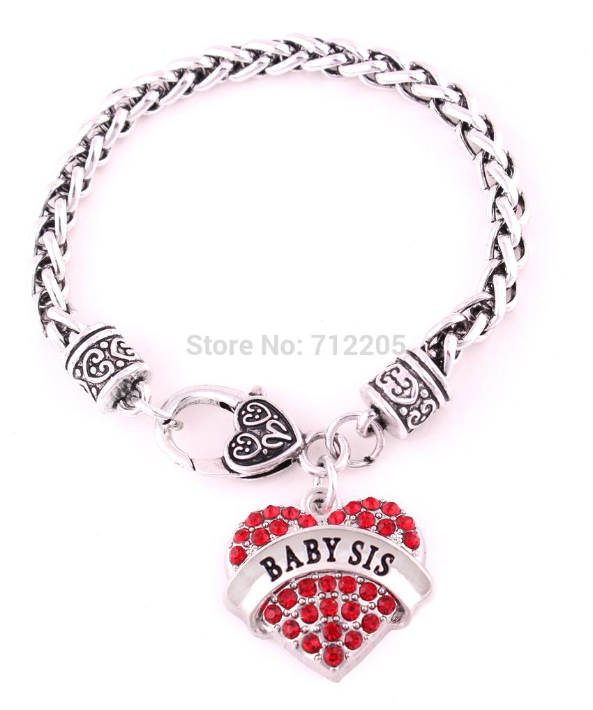 BABY SIS Lobster Claw Wheat Link Bracelet with crystal hearts Bracelet