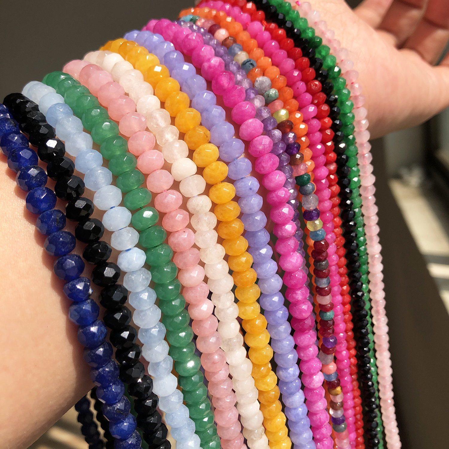 Faceted Multicolor Agates Stone Beads Natural Loose Rondelle Spacer Beads For Jewelry Making DIY Bracelet Necklace Earrings