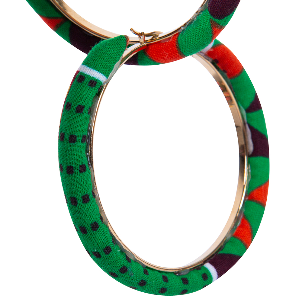 African Fabric Earrings Handmade Cute Earrings Bamboo Hoop Earrings Customize African Print Ankara Big Oversized Earrings WYB724