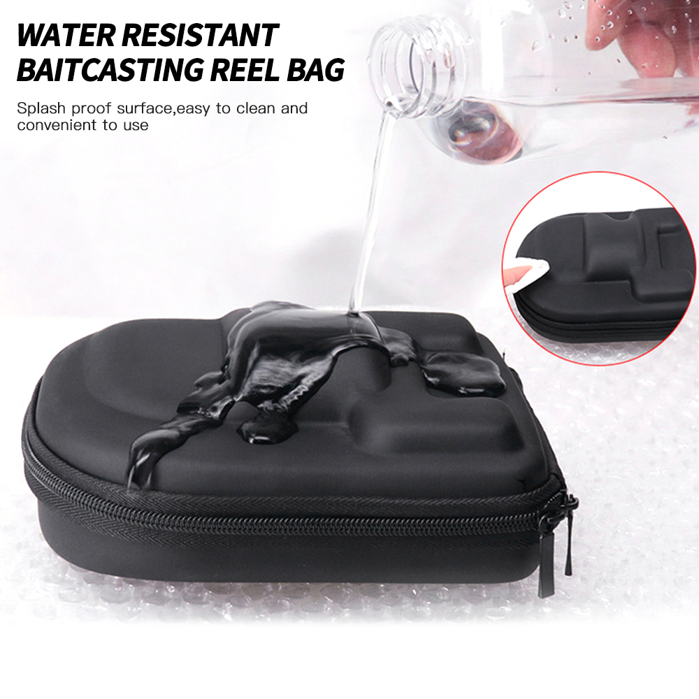 Baitcasting Reel Bag Water Resistant Hard EVA Reel Pouch Protective Fishing Reel Case Built-in Anti-Pressure Sponge