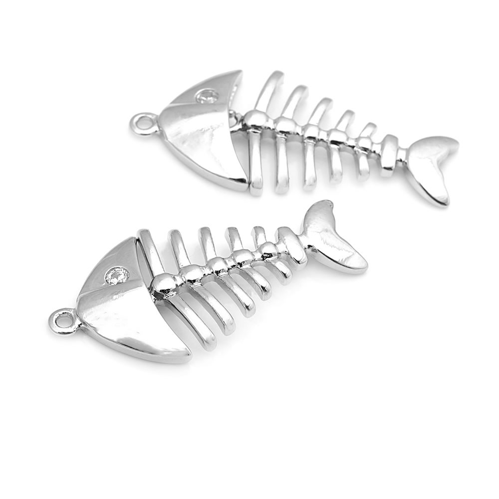 18K Gold Color Brass Fish Bone Charms Pendants Jewelry Making Supplies Diy Necklaces Earrings Bracelets Findings Accessories