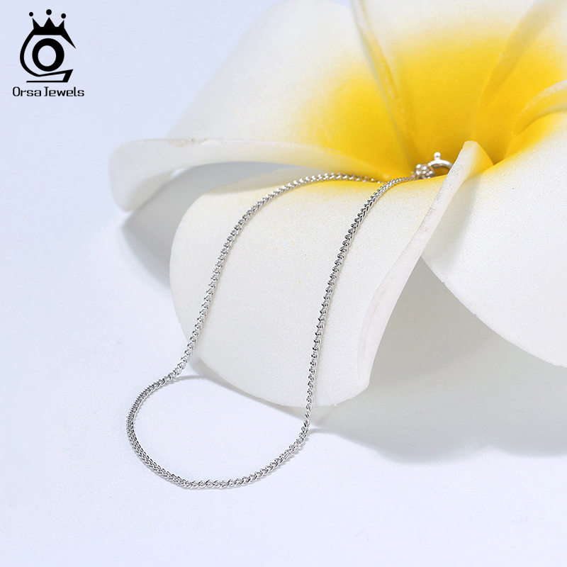 ORSA JEWELS Italian 925 Sterling Silver 1.0mm Side Chain Necklace Sterling Silver Pendant Necklaces Men Women Chain SC18-P
