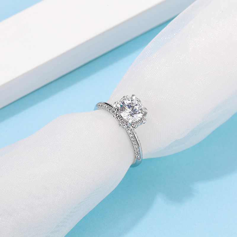 ORSA JEWELS Luxury 925 Sterling Silver Wedding Rings for Women Moissanite Diamond Ring Anniversary Promise Engagement Gift SMR60