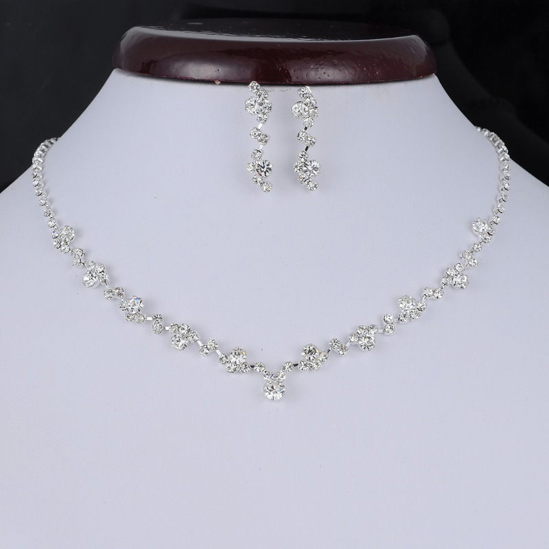 BLIJERY Simple Bridesmaid Bridal Jewelry Set Bling Rhinestone Crystal Choker Necklace Earrings Women African Wedding Jewelry Set
