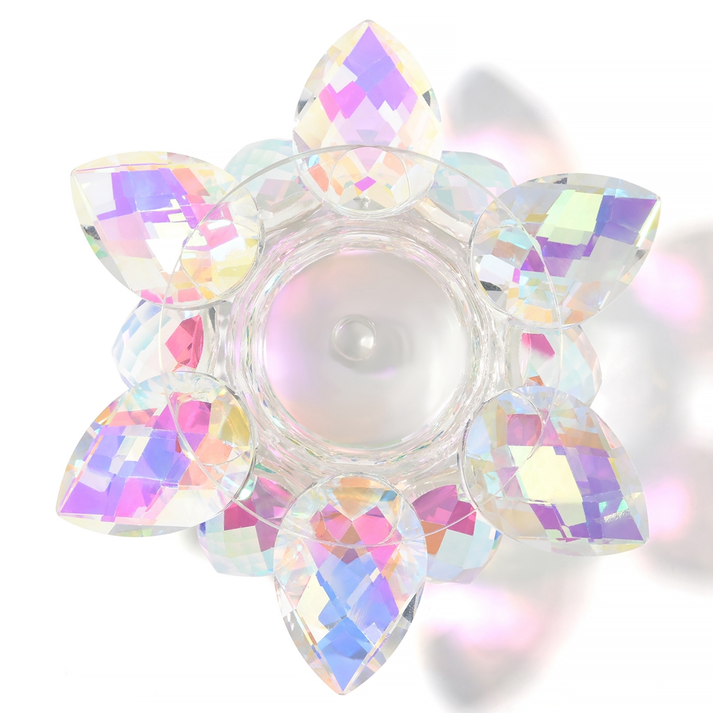 1PC Rainbow Lotus flower Cup Acrylic Liquid Dish Crystal Clear Glass Nail Cup with Lid Bowl for Acrylic Powder Nail Art Tool