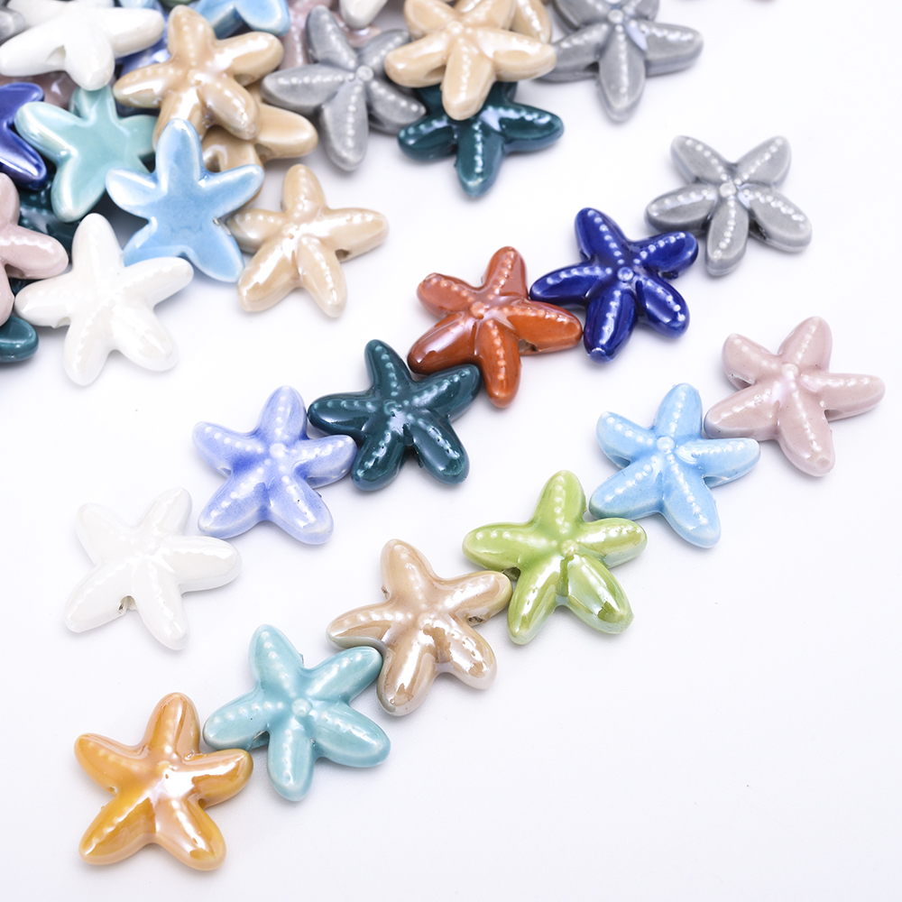 Mixed Color 18mm Starfish Shape Ceramic Beads Porcelain Spacer Beads For Jewelry Making Diy Bracelets Necklaces Accessories