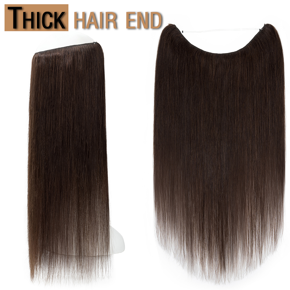 TESS Wire In Hair Extensions Natural Hair Extensions Full Head Bundles Human Hair 24inch 80g Thick Straight Invisible Hairpiece
