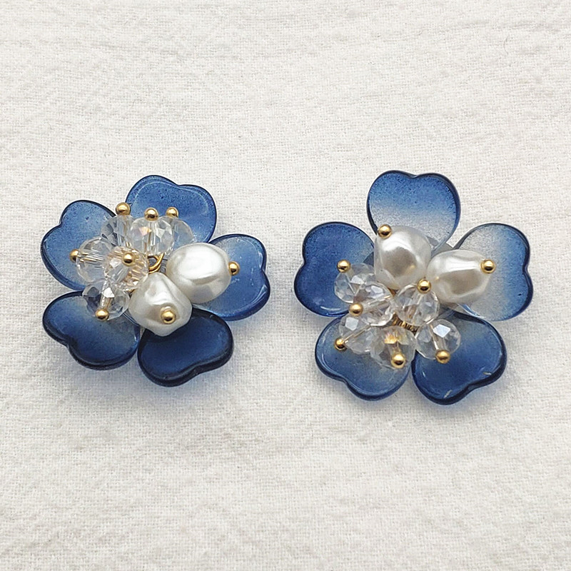 New arrival! 30mm 30pcs Copper/Crystal Flat back Flower Shape Charm for Earrings Making/DIY parts,Jewelry Finding & Component