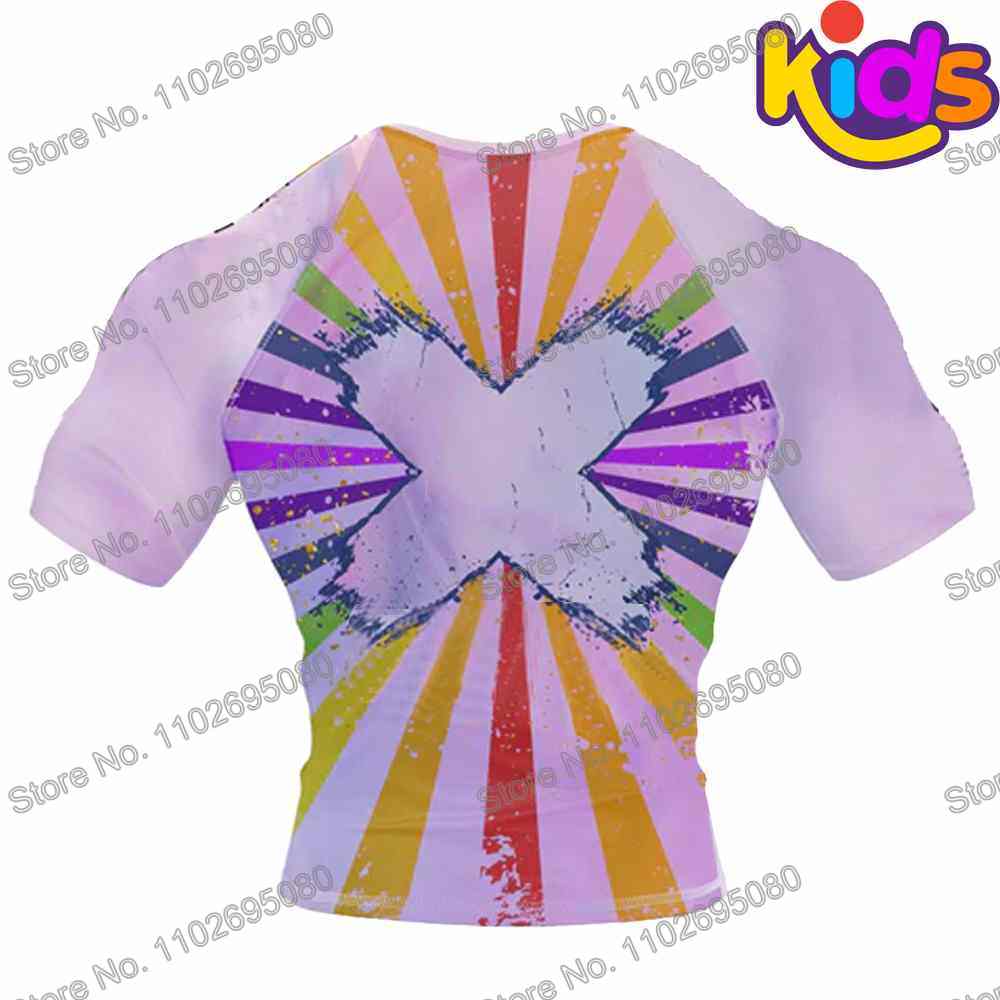 Kids Unicorn Surf Clothing BJJ MMA Boys Rash Guard Short Sleeve Diving T-Shirt Tight Swimwear Summer Beach Floatsuit Girls Tops
