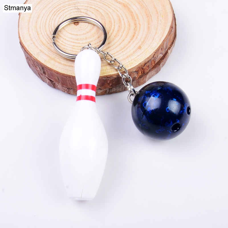 Design Cool Luxury sports Keychains Key Chain Car Key Ring Bowling chain color pendant For Man Women Gift wholesale 17164