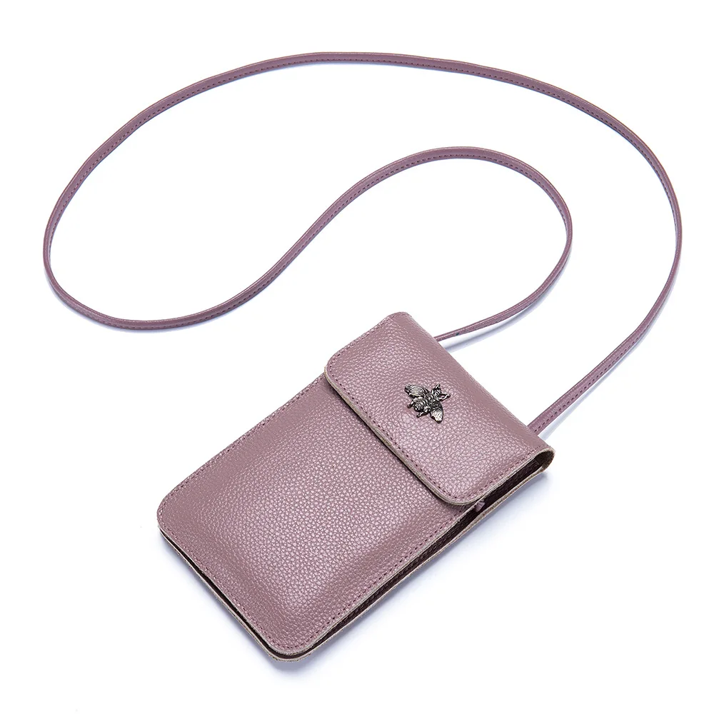 Women's Small Leather Shoulder Crossbody Bags Bee Brand Designer Women Touch Screen Phone Purse Lady Messenger Bag 2023 Handbags