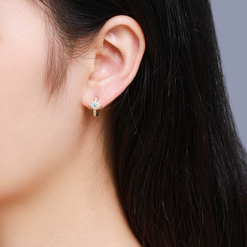 Cute 925 Sterling Silver Gold Color Evil Eye Loop Huggies Circle Small Hoop Earrings For Women Child Girls Kids Jewelry Kolczyki