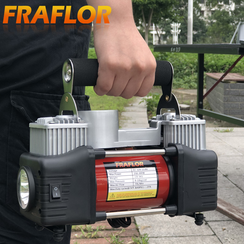 12V Air Compressor For Cars SUV Light Trucks High Pressure Air Pump Twin Cylinder Metal Inflatable Auto Electric Tire Inflator
