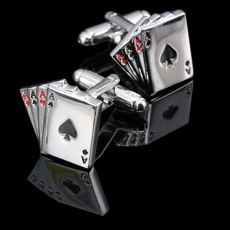 MeMolissa Display Box Cufflinks 4A Poker Cufflinks Male French Shirt Cuff Links Cards Design Cufflink for Men High Quality