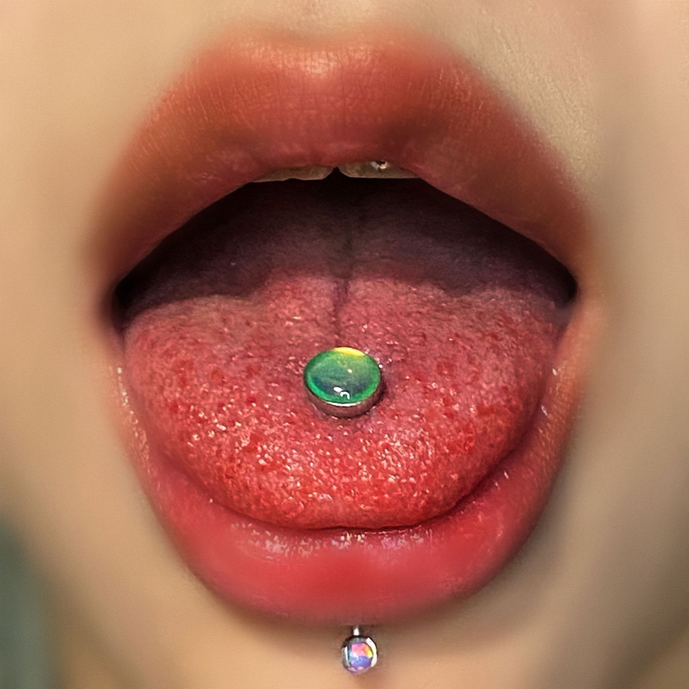 Body Piercings Jewelry For Women Sexy Titanium Tongue Piercing Punk Rings For Teens Septum Fake Goth Femme Opal Tongue Stud