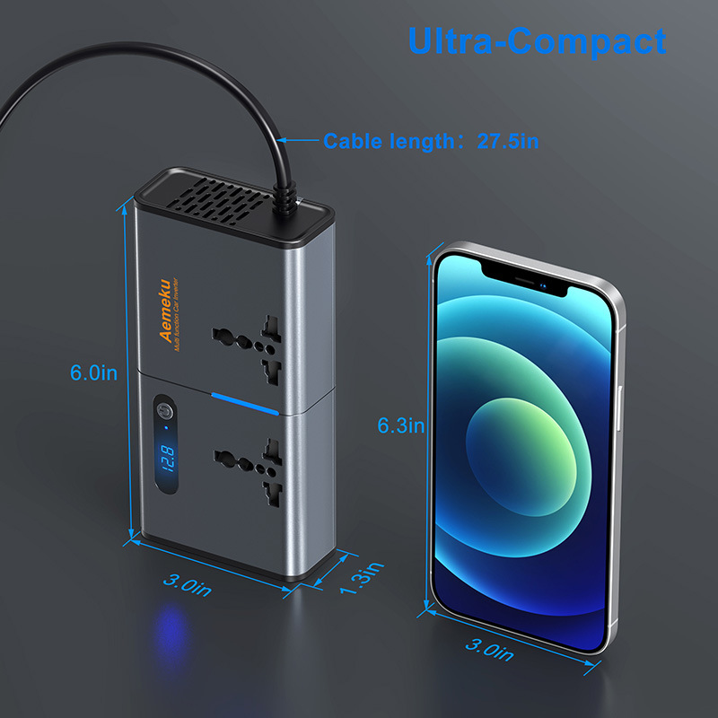 Auto Inverter DC 12V to AC 220V 110V Car Converter Type-C USB Fast Charging Charger EU US Socket Power Adapter