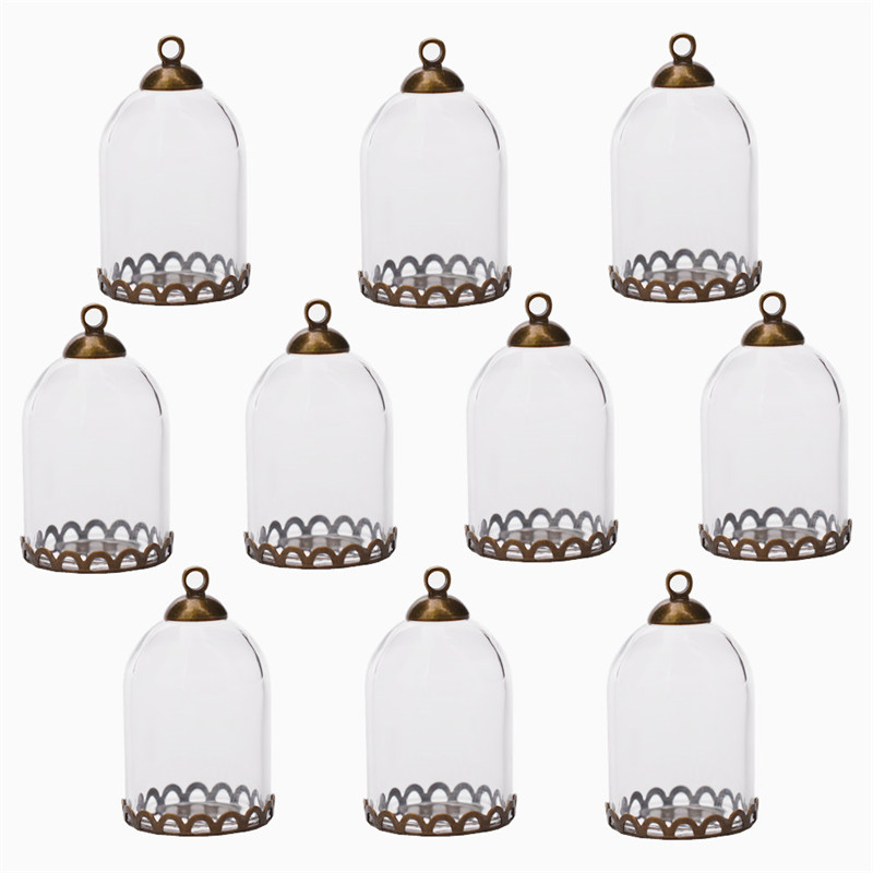 10pcs 25*18mm Glass Tube With Setting Base Beads Cap Hollow Glass Pendant Glass Bottle Jewelry Findings Handmade DIY Materials