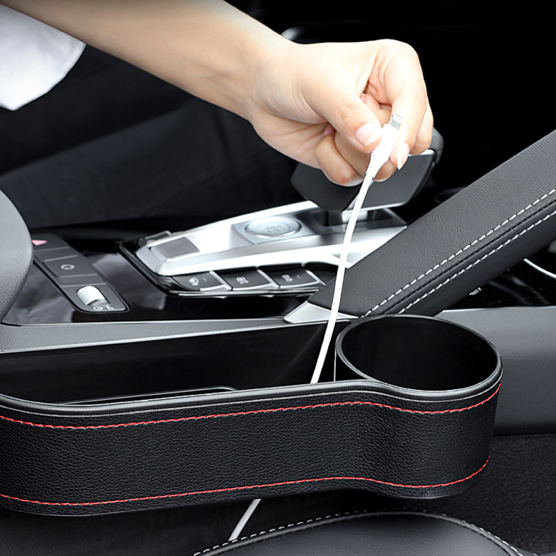 Leather Gap Storage Box For Car Seat Crevice Storage Box Vehicle Organizer Bag Stowing Tidying Automotive Interior Accessories