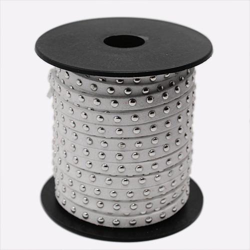 4.5x2mm Silver Aluminum Studded Korea Faux Suede Cord Jewelry Findings about 20yards/roll,15 Colors