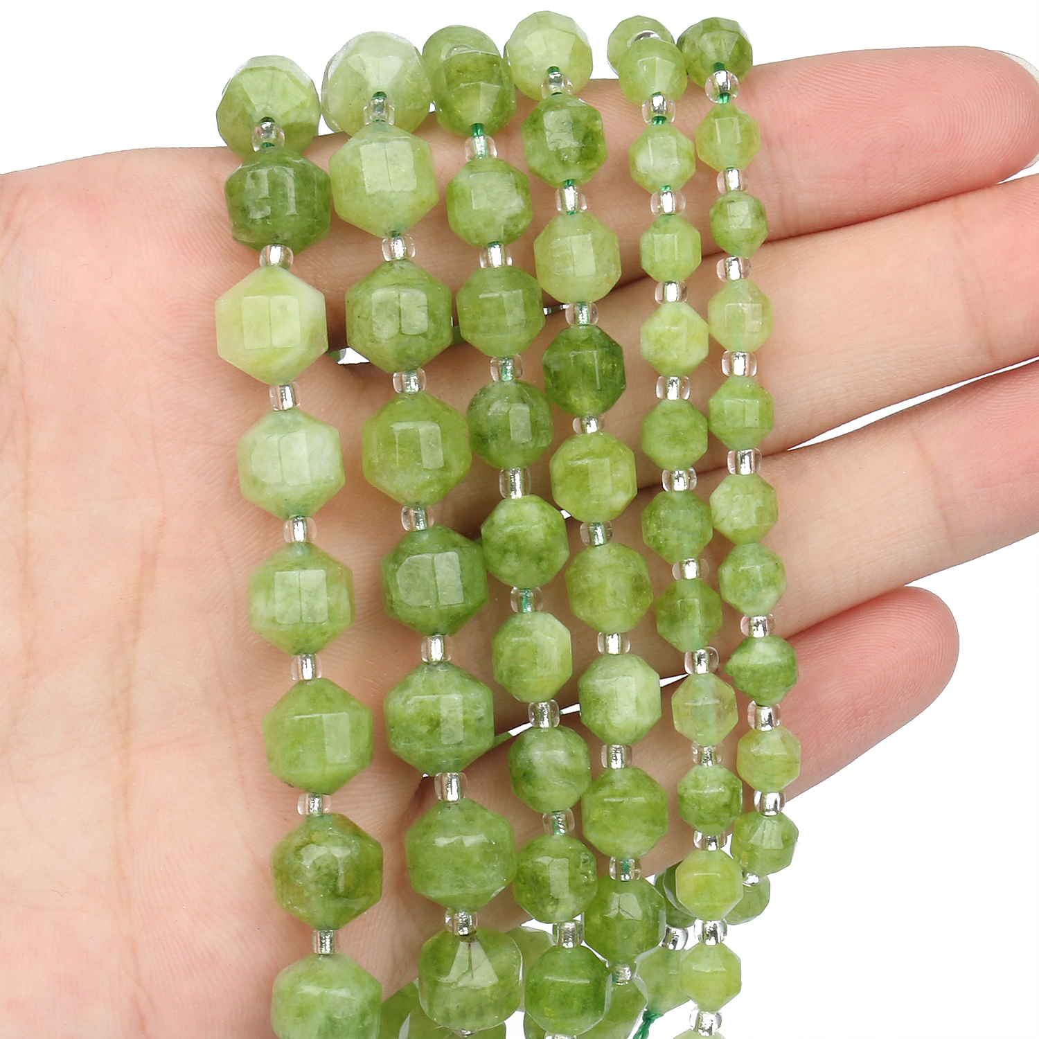 Natural Stone Faceted Green Peridots Crystal Stone Round Loose Spacer Beads For Jewelry Making Diy Handmade Bracelet Accessories