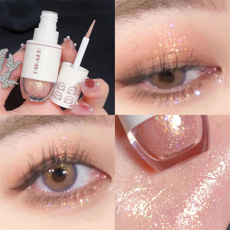 DIKALU Bear Bowling Ball A Teardrop Liquid Eyeshadow Eye Makeup Lying Silkworm Pearl Super Sparkle Glitter Fine Glitter Powder 240624