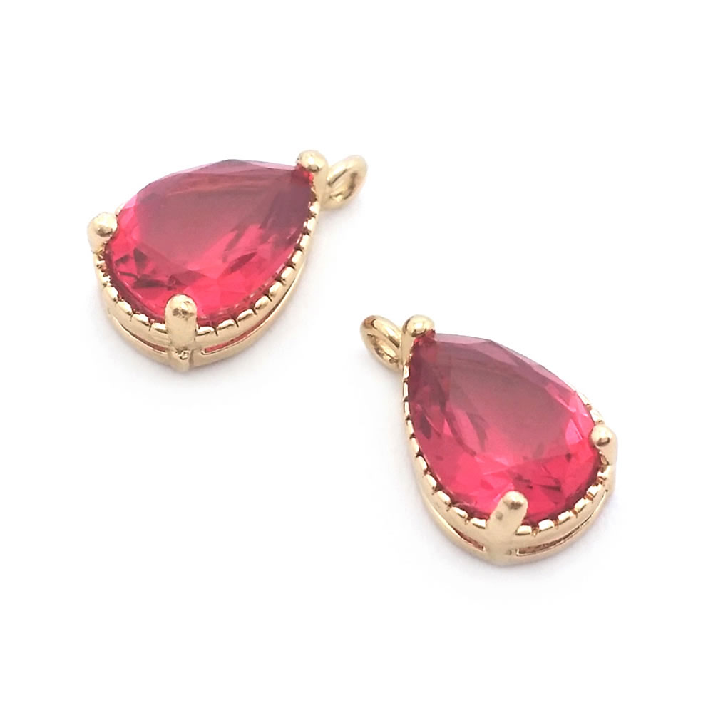 10PCS 6x8MM High Quality Champagne Gold Color Brass and Glass Drop Shape Charms Pendants Jewelry Necklace Earrings Accessories