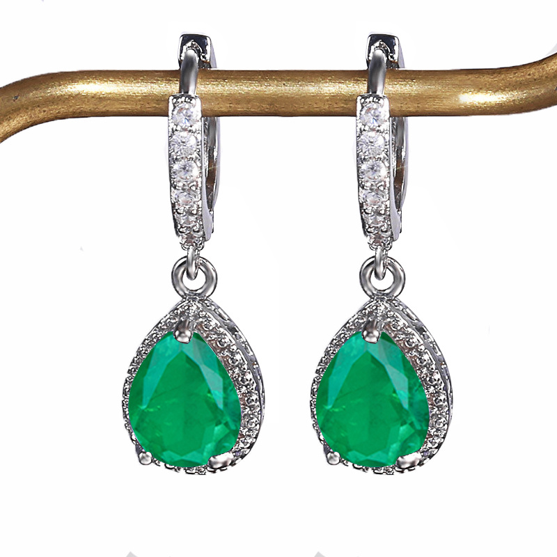 Cellacity Genuine 925 Sterling drop earrings for charm lady with 7*9mm blue sapphire gemstone wedding party wholesale gift