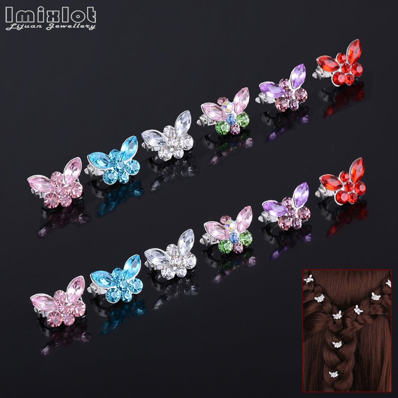 10Pcs/Lot Wedding Bridal Hair Claws Girls Small Crystal Pearl Flowers Metal Hair Clips Women Mini Headwear Hair Accessories