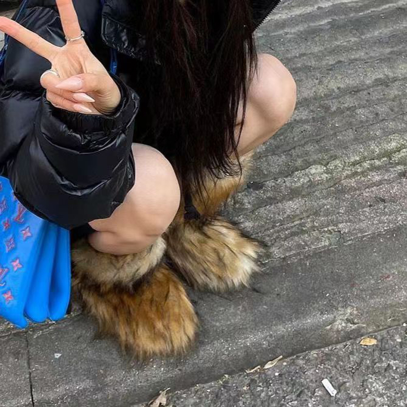 Fluffy Cozy Boots Plush Faux Fur Snow Boots Furry Snow Boots Winter Warm Shoes Female 2022 New Female Ankle Boots For Women