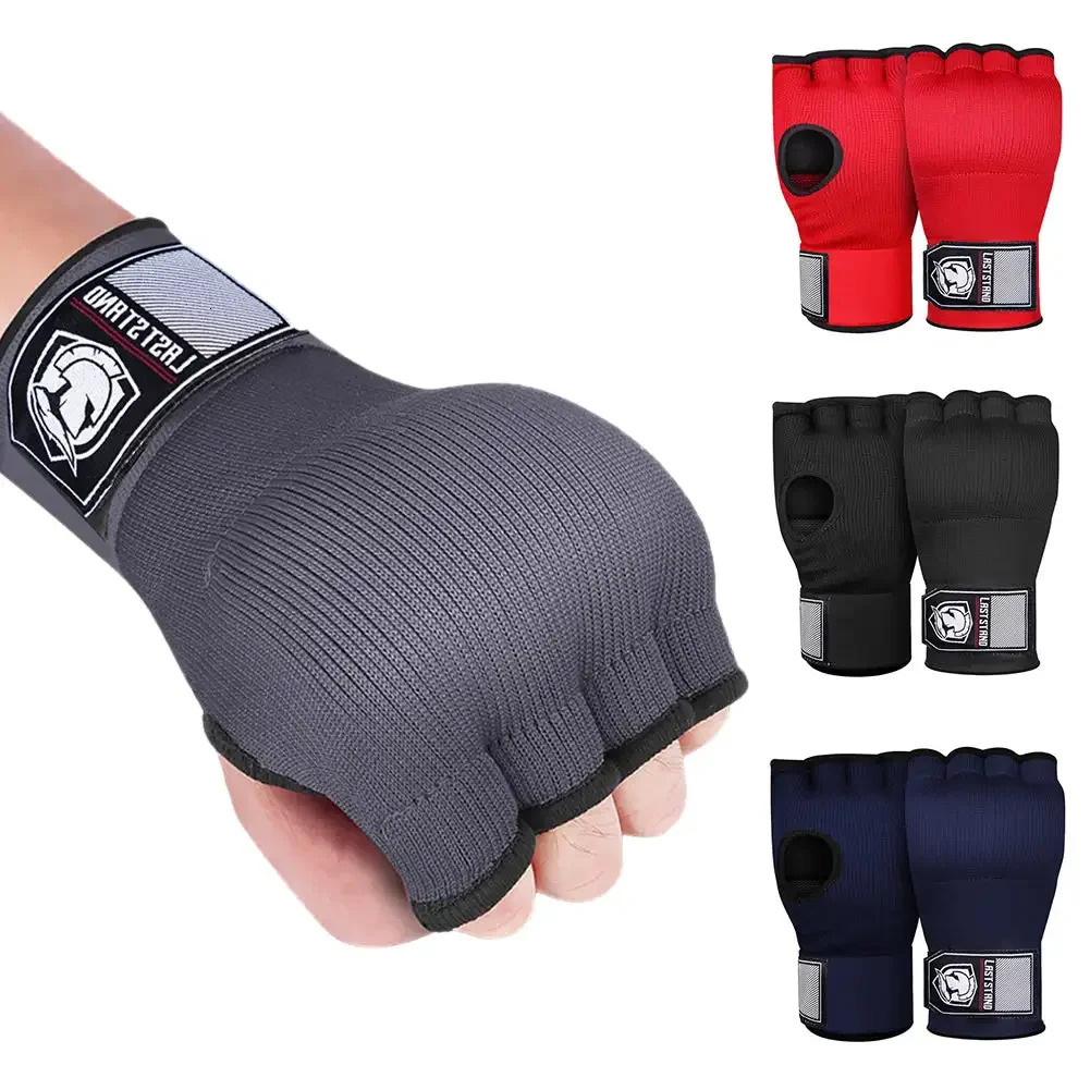 1Pair Gel Boxing HalfFinger Gloves Lazy Quick Hand Wrap Combat Free Bandages 240619