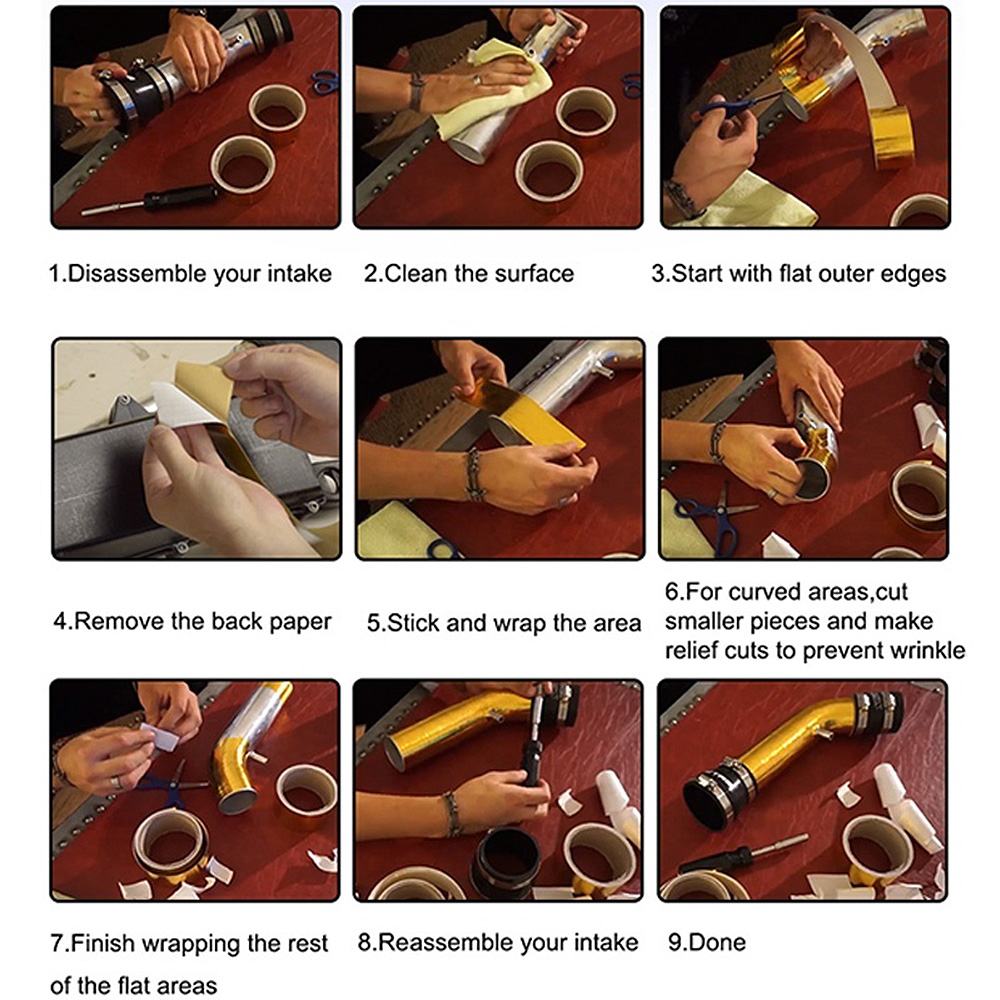 WLR RACING - 2"x5 Meter Aluminum Reinforced Tape Adhesive Backed Heat Shield Resistant Wrap Intake For bmw e46 WLR1613