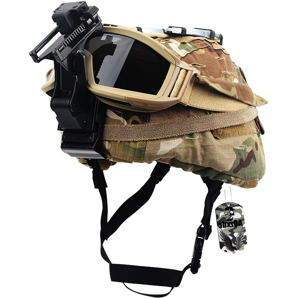 MICH Tactical Helmet Sets, with Helmet Cover & Goggles & NVG Mount, Army Combat Airsoft Paintball Helmd, for CS Airsoft Hunting