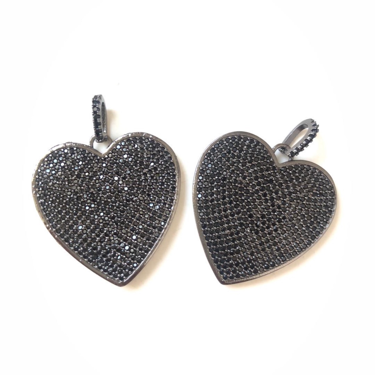 5pcs Big Heart Charm for Women Necklace Making Cubic Zirconia Pave Pendant Girl Bracelet Clear Rhinestone Jewelry Accessory Bulk