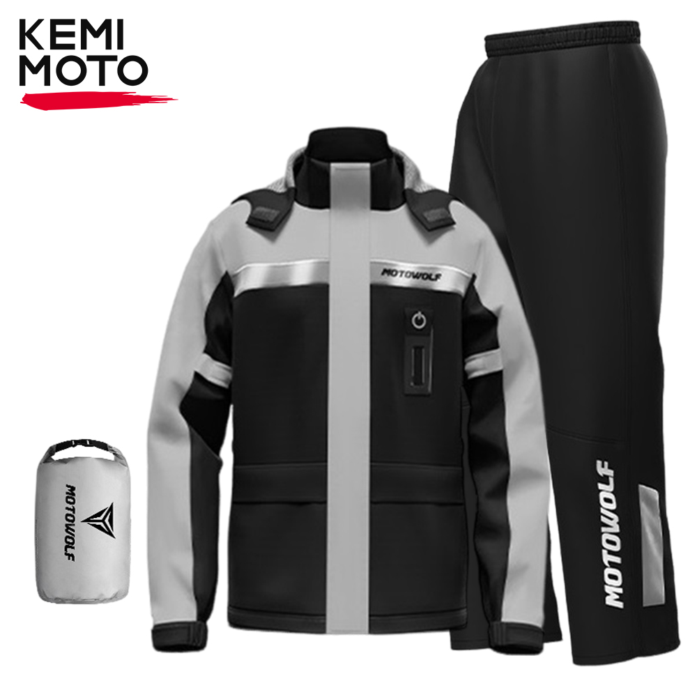 Rain Jacket Pants Motorcycle Raincoat LED Alert Split Suit Reflective Waterproof Cap Impermeable For Riding Cycling Motocross