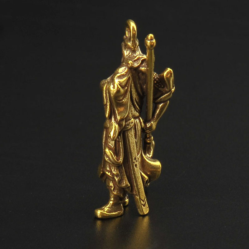 Solid Pure Copper Guan Gong Knife Sword Car Keychain Pendants Luggage Bag Hanging Jewelry Accessories Brass Key Chain Ring Gifts
