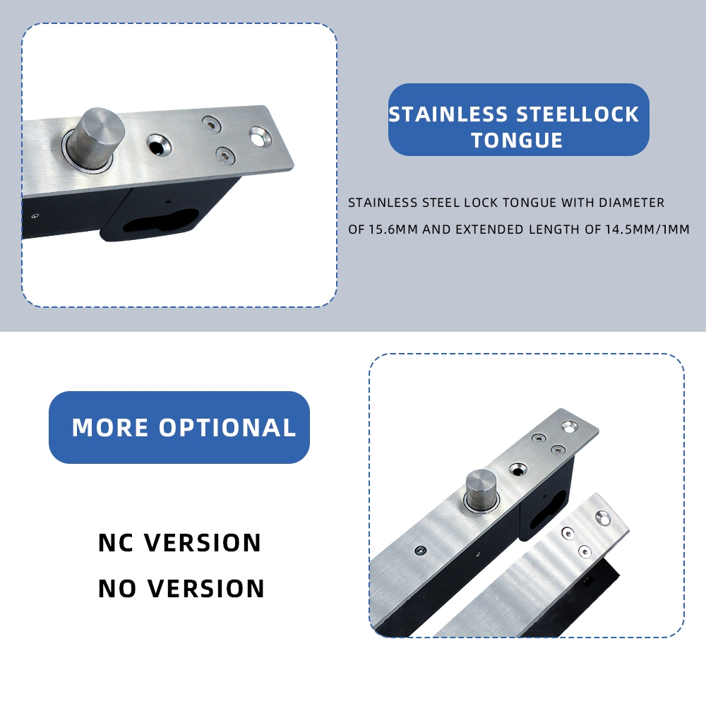 DC 12V Fail Secure Bolt Lock With Mort Lock Cylinder Mechanical key locking Dropbolt Door Lock Electric Dead Bolt Lock